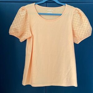 Talbots Cotton shirt with puff lace sleeves